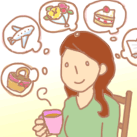 お茶を飲みながら好きなことを考えている女性