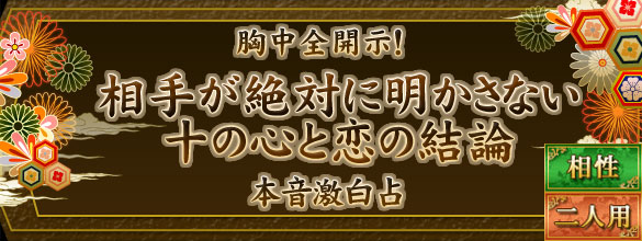 胸中全開示！【相手が絶対に明かさない十の心と恋の結論】本音激白占（プレミアム有料占い）