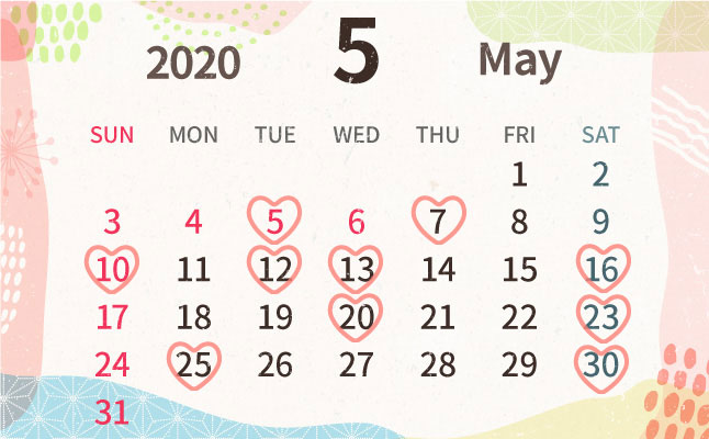 恋招き♡開運日カレンダー　5月の占い